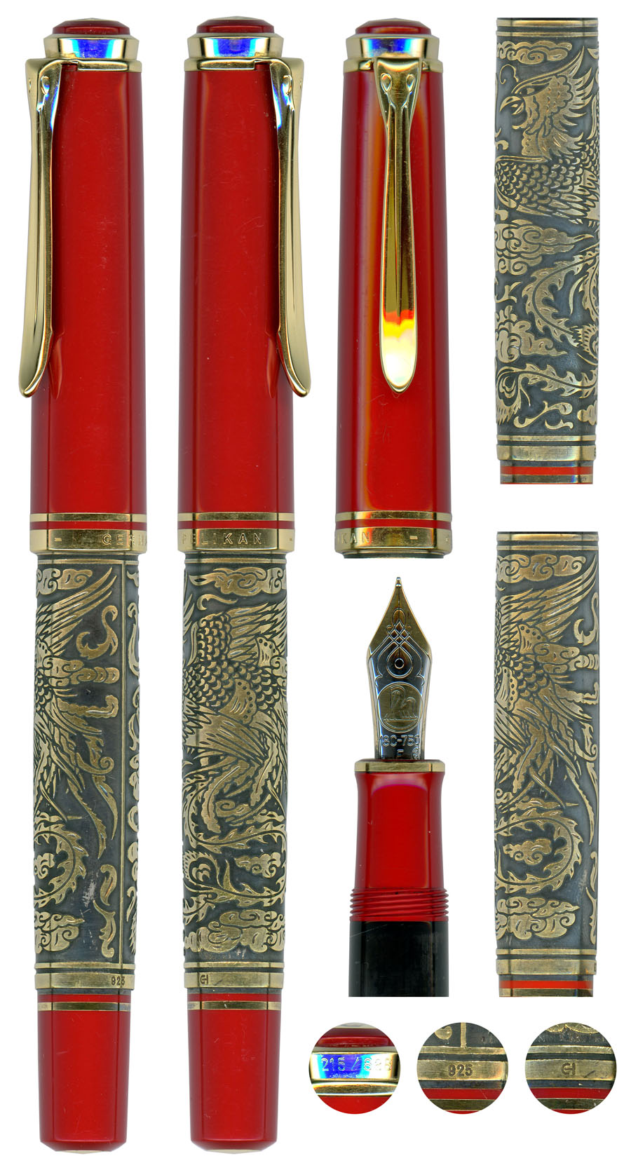 中古)Pelikan ペリカン 万年筆 四神シリーズ 朱雀 ゴールデン